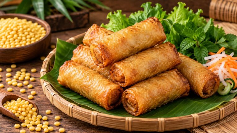 cách làm chả giò đậu xanh chay