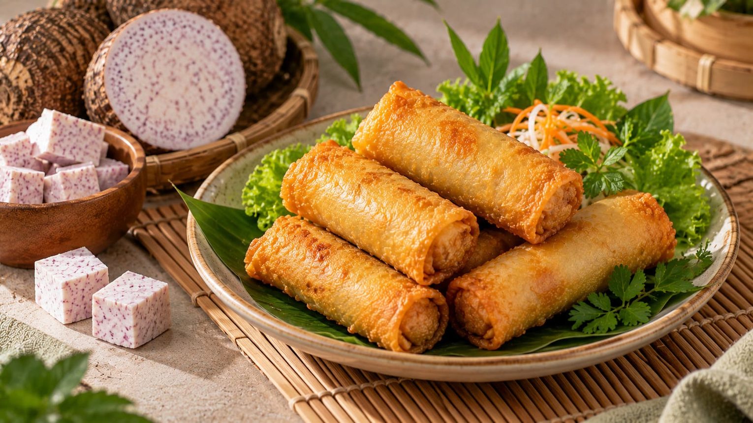 cách làm chả giò khoai môn chay