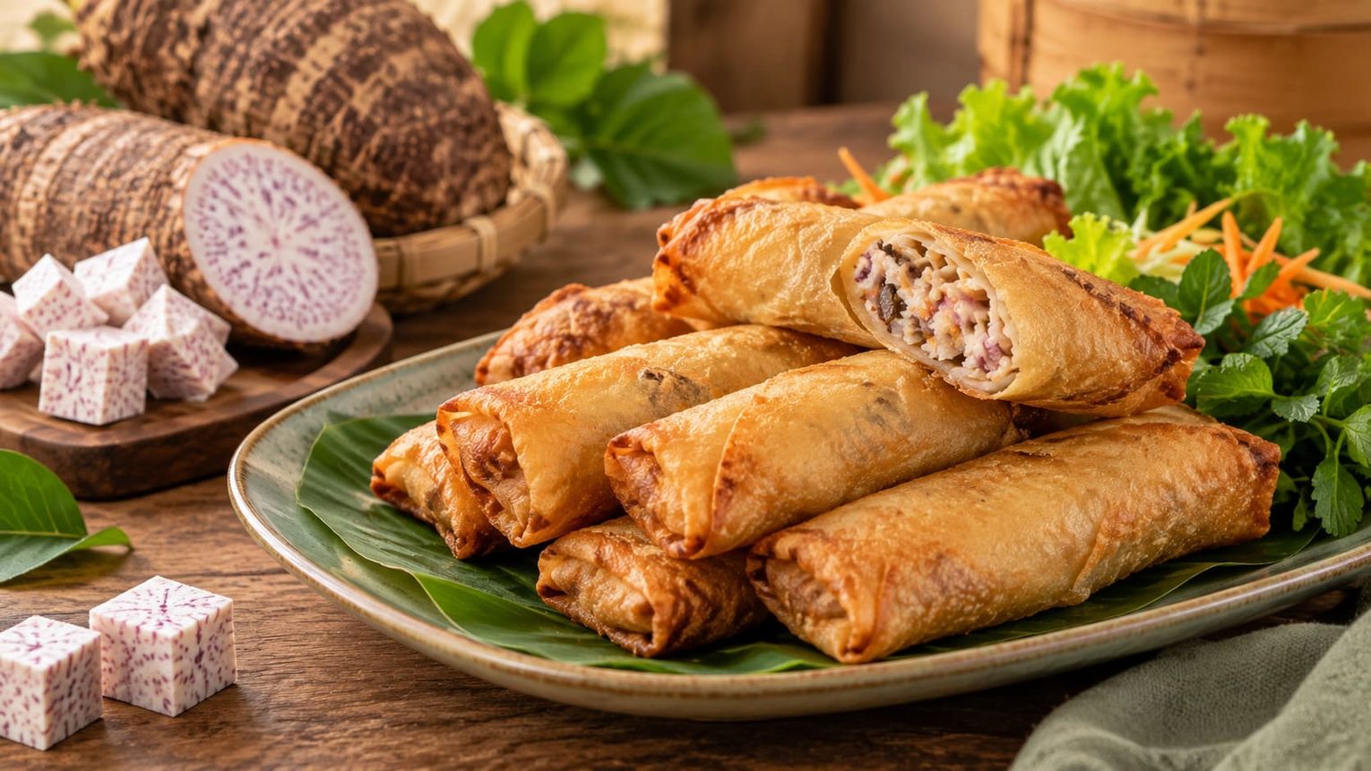 cách làm chả giò khoai môn ngon