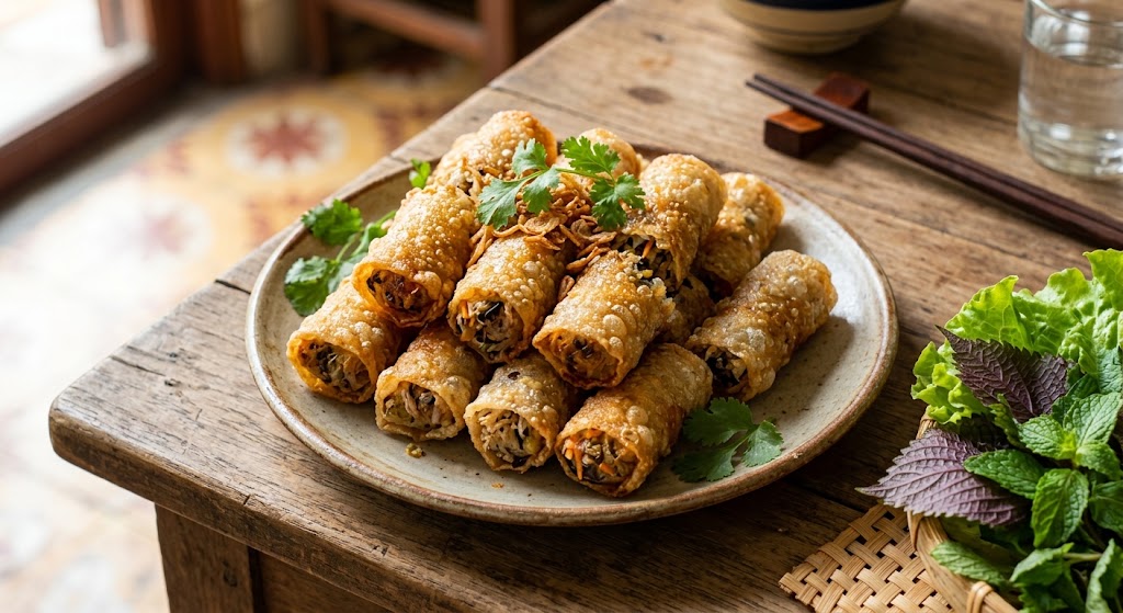chả giò khoai môn đậu xanh