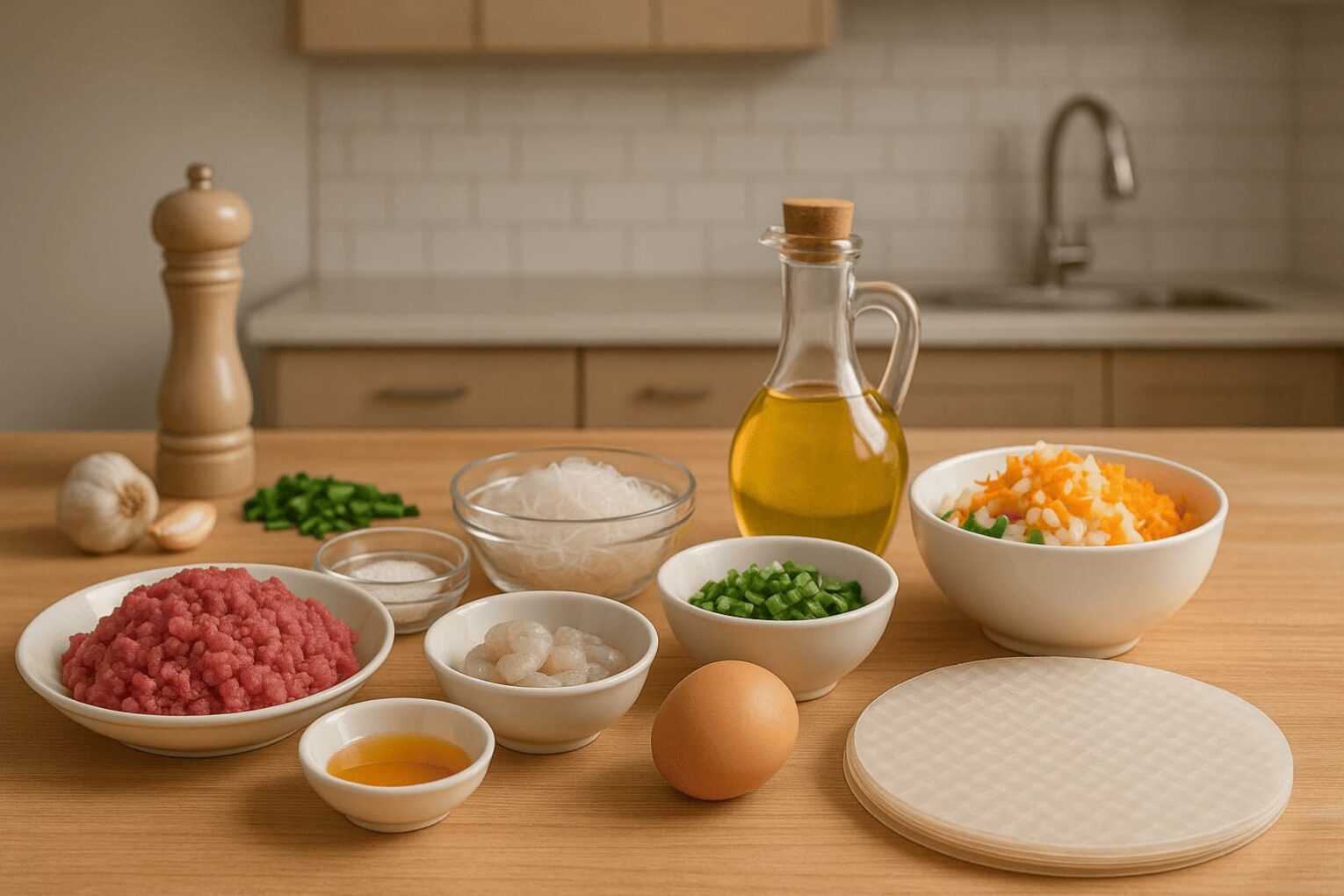 Nguyên liệu làm chả giò thịt bò