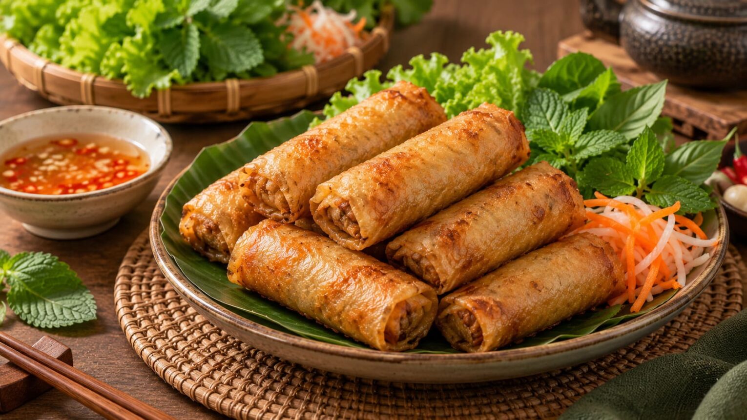 cách thưởng thức chả giò thịt đậu xanh