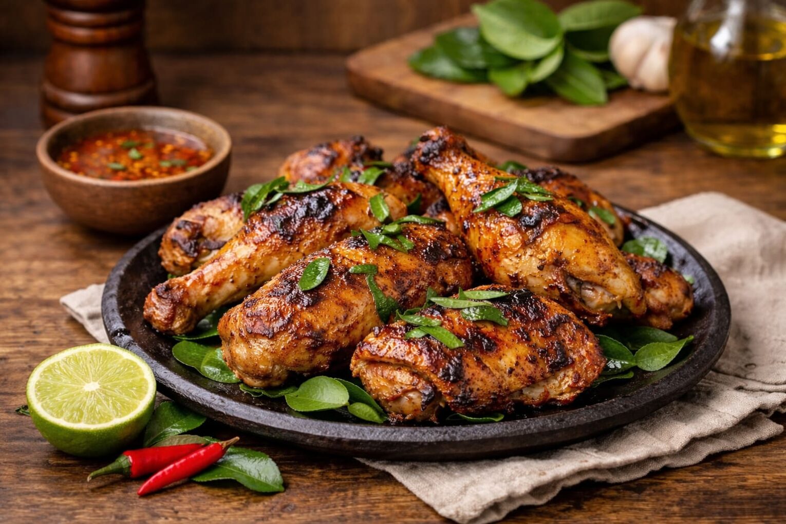 gà nướng lá chanh bằng nồi chiên không dầu