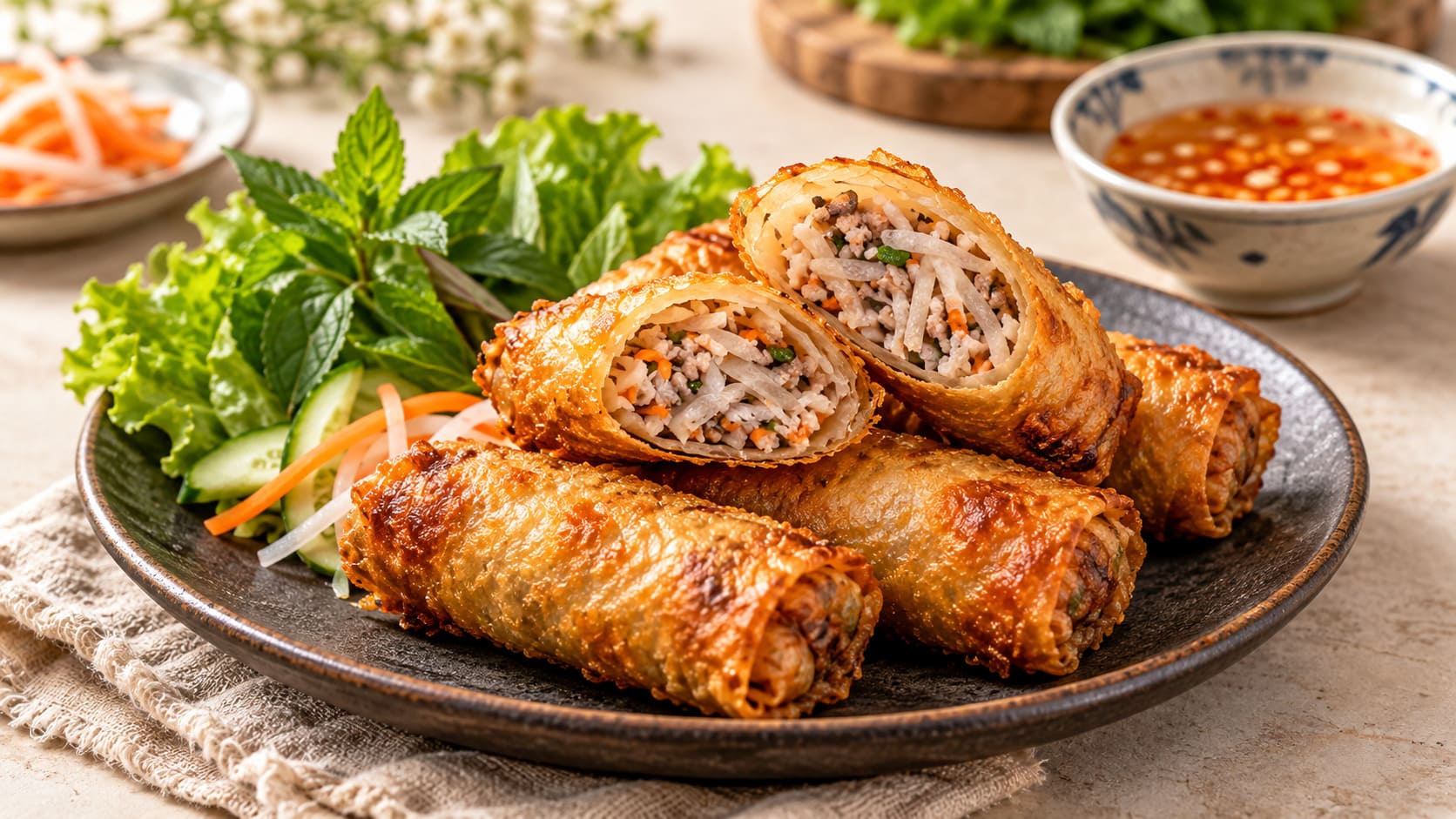 cách làm chả giò khoai môn thịt heo